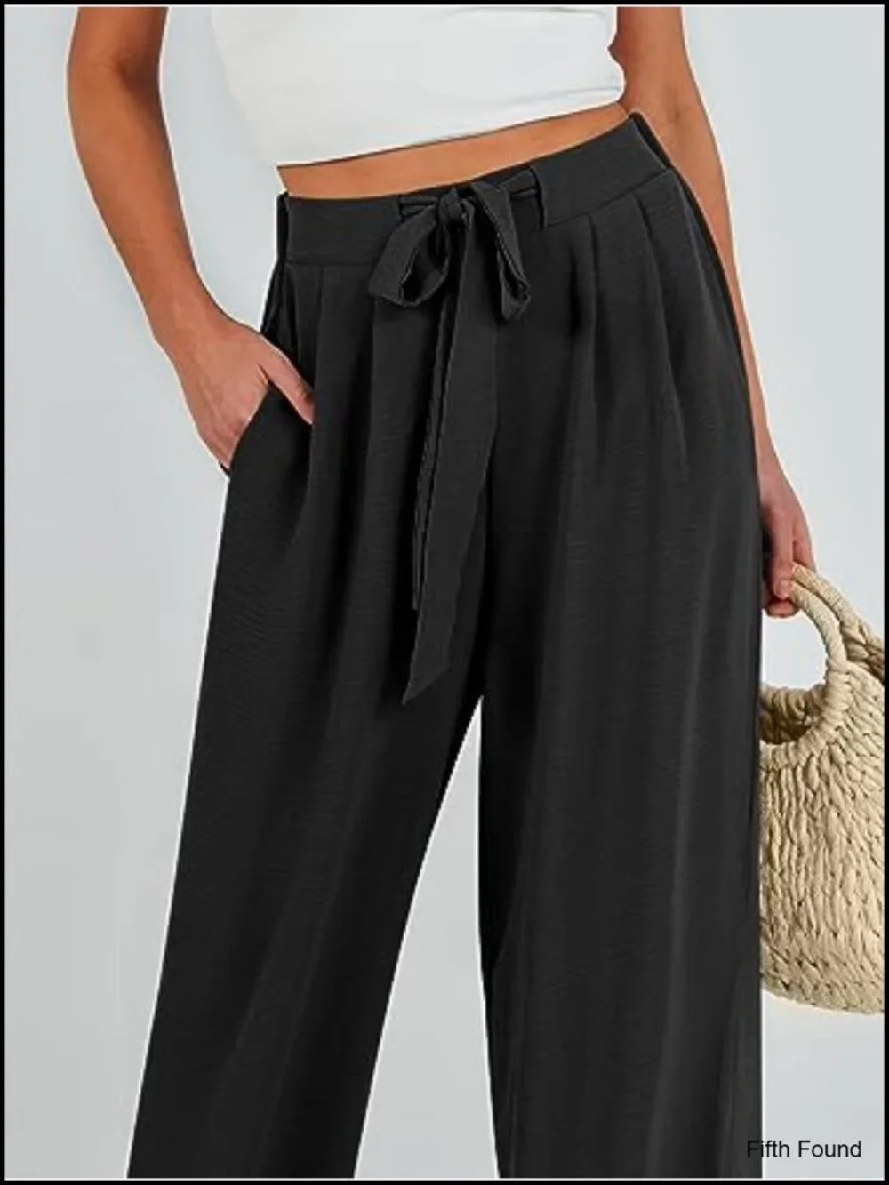 Wide Leg Palazzo Pants High Waist Flowy Trousers with Pockets